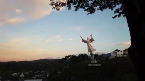 Jesus Giant Statue (Monument Yesus Memberkati) at Manado, North Sulawesi Stock Footage 130188694