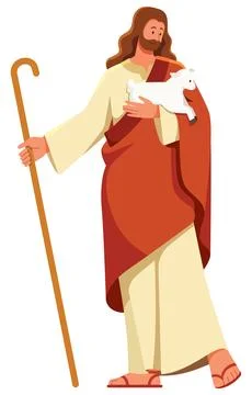 Jesus the Good Shepherd on White Stock Illustration