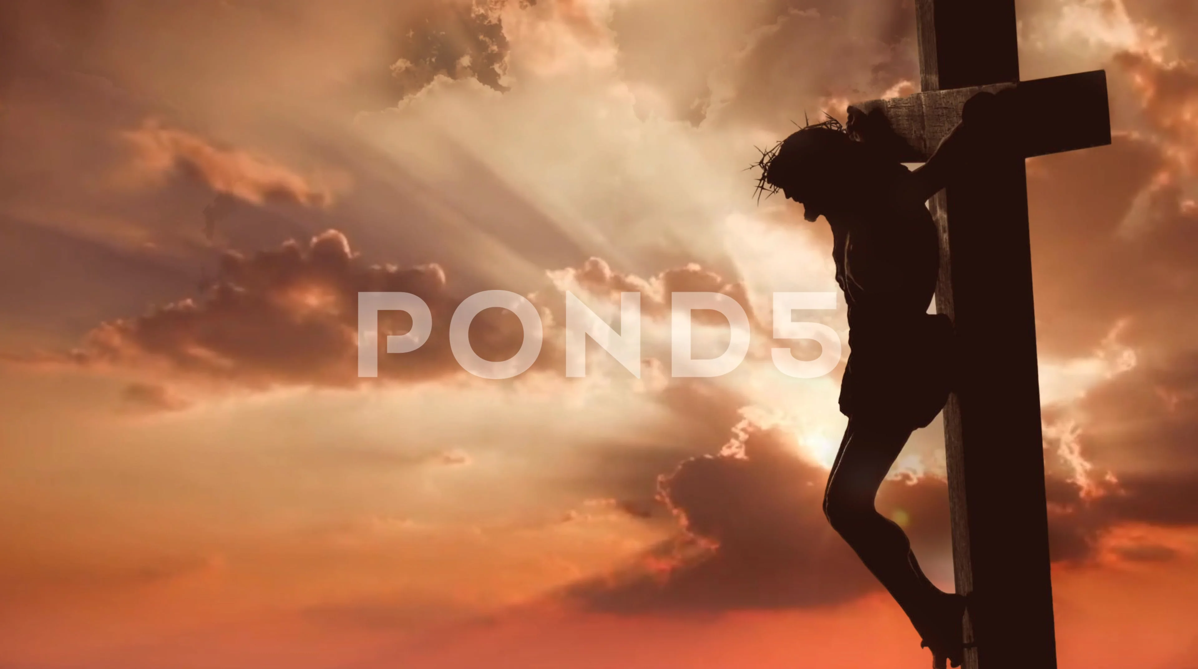 Jesus hanging on the cross at sunset dyi... | Stock Video | Pond5