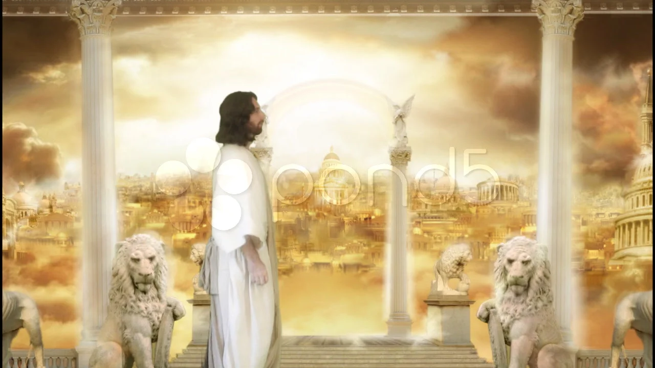 Jesus in Heaven Walks | Stock Video | Pond5