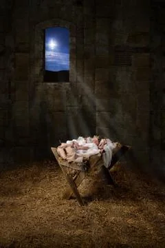 Jesus on the Manger Stock Photos