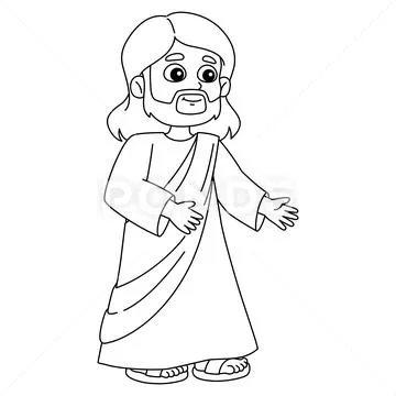 Jesus the Messiah Isolated Coloring Page for Kids ~ Clip Art #235432967