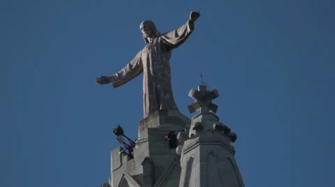 Jesus at mount tibidabo Stock Footage 12350640