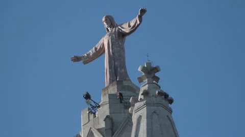 Jesus at mount tibidabo Stock Footage 12350644