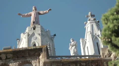 Jesus at mount tibidabo Stock Footage 12350725