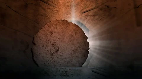 Jesus' Resurrection from Tomb (with light) Stock Footage