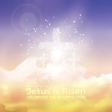 Jesus is risen, vector Easter illustration with transparency and gradient mes 库存插图