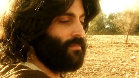 Jesus serious expression close up Stock Footage 26395448