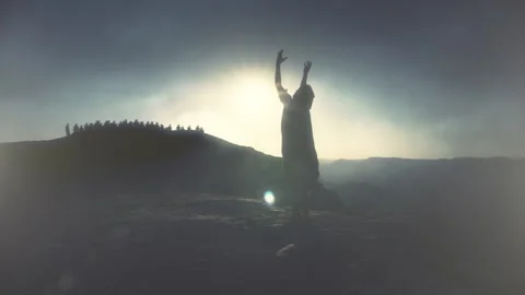Jesus Sermon on the Mount with Disciples Stock Footage 143194274