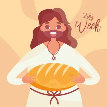 Jesus sharing the bread Holy week Vector 스톡 일러스트