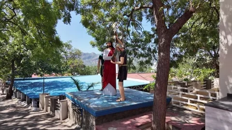 Jesus Statue - Jesus Standing - Forwards Shot Stock Footage 263326904