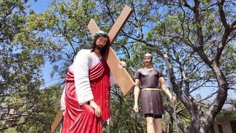 Jesus Statue -  Leftwards Shot Stock Footage 263302116