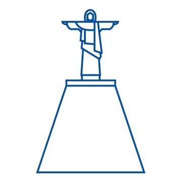 Jesus statue line icon concept. Jesus statue flat vector symbol, sign, outline Illustrazione stock