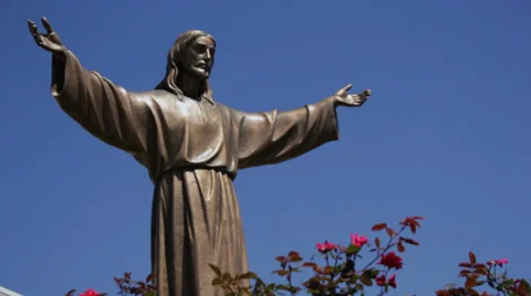 Jesus Statue Outdoors Stock Footage 35825083