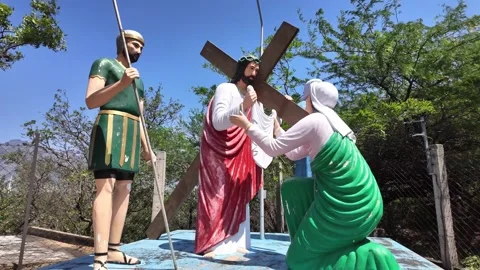 Jesus Statue - Wiping of Tears - Leftwards Shot Stock-Footage 263299242
