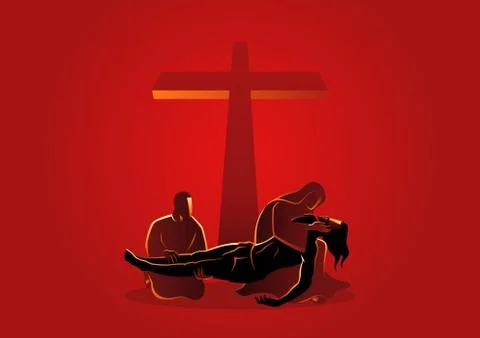 Jesus is taken down from the cross Stock Illustration