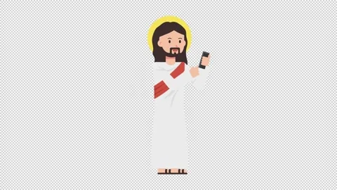 Jesus Using Phone Video stock 205036618