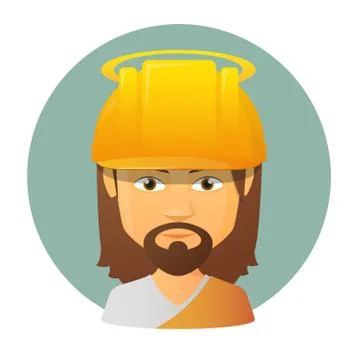 Jesus vector avatar wearing a work helmet Illustrazione stock