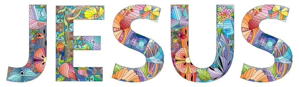 JESUS. Vector zentangle object for decoration Stock Illustration