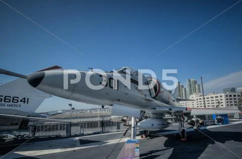 Jet 301 on carrier san diego Stock Photos