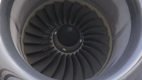 Jet aircraft engine rotation close-up Stock Footage 221766323