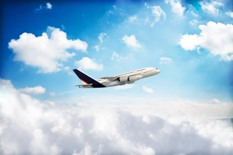 Jet airline in the clouds Stock Illustration