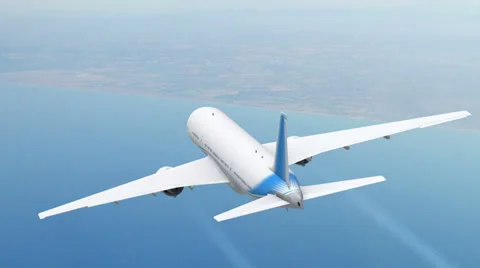 Jet airliner above the sea Stock Footage