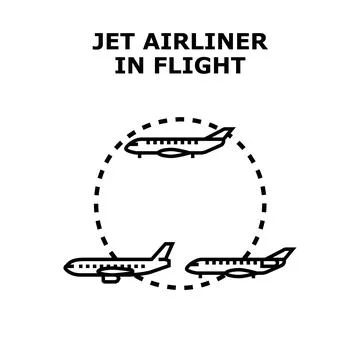 Jet airliners flying around circular path illustration Ilustração Stock