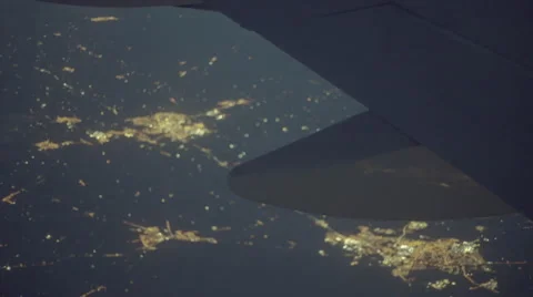 Jet airplane engine above night city 動画素材 61585028
