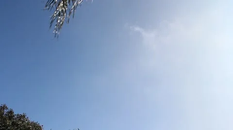 Jet airplane flying overhead in the sky Stock Footage 45890813