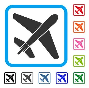 Jet Airplane Framed Icon Stockillustratie