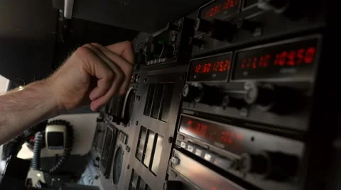 Jet Airplane Pilot Control Panel in Turbulent Cockpit Stock Footage 47042468