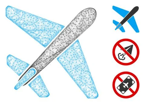 Jet Airplane Polygonal Web Vector Mesh Illustration Stock Illustration