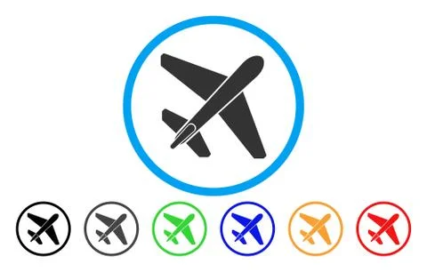 Jet Airplane Rounded Icon Stock Illustration
