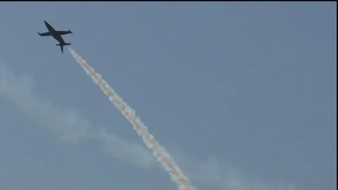 Jet airplane in slow motion Stock Footage 206924005