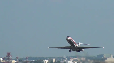 Jet airplane taking off Stock Footage 24694298