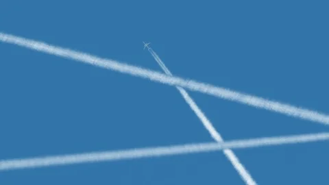 Jet airplane with trail Video stock 92142271