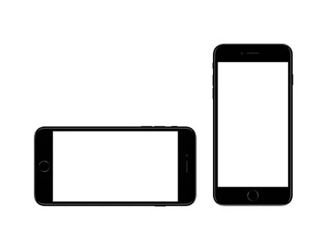 Jet black Smartphone 7 Plus mockup template Stock Illustration