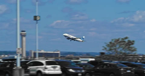 Jet Blue Airlines plane taking off from Newark Airport. With Sound. Stock Footage 135208664