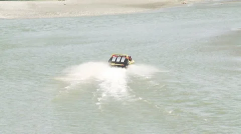 Jet boat going away Stock Footage 5503238