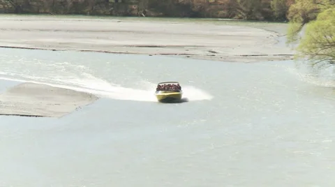 Jet boat in river rappids Stock Footage 5503201