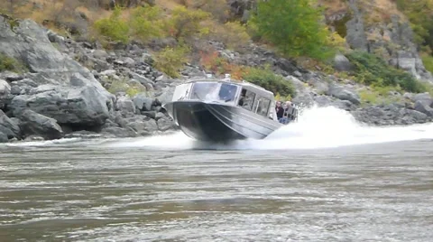 Jet Boat Speeding Up River Stock Footage 12469117