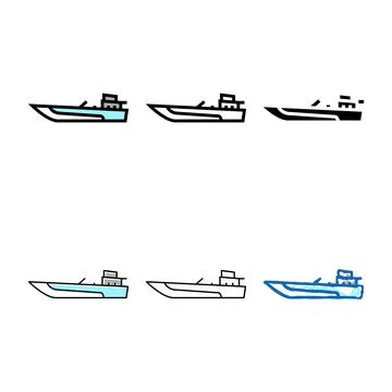 Jet boat variations color icon vector Stock Illustration