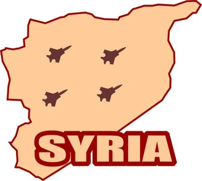 Jet Bomber shadows onsyria map Stock Illustration