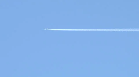 Jet with Contrail Fly By Zoom Out Stock Footage 34366240