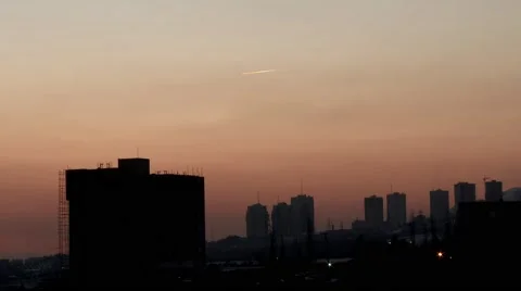 Jet contrails on Tehran sky Stock Footage 47351176