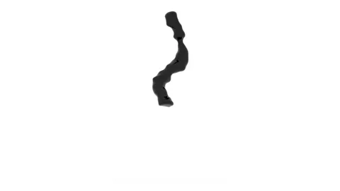 A jet of dark liquid flies on a white background directly towards the camera and Stock Footage 129332139