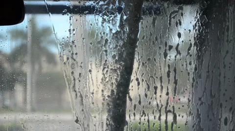 Jet dirty gray soap on the front windshield 스톡 동영상 34631095