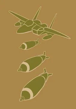Jet dropping bombs Illustrazione stock