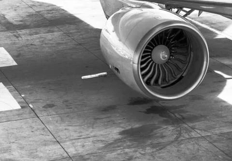 Jet engine of Air plane in black and white style Stock Photos
